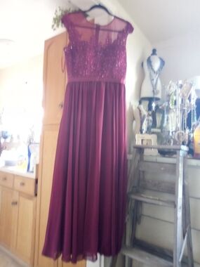 Eureka USA Burgundy Sequin Bodice Evening Gown